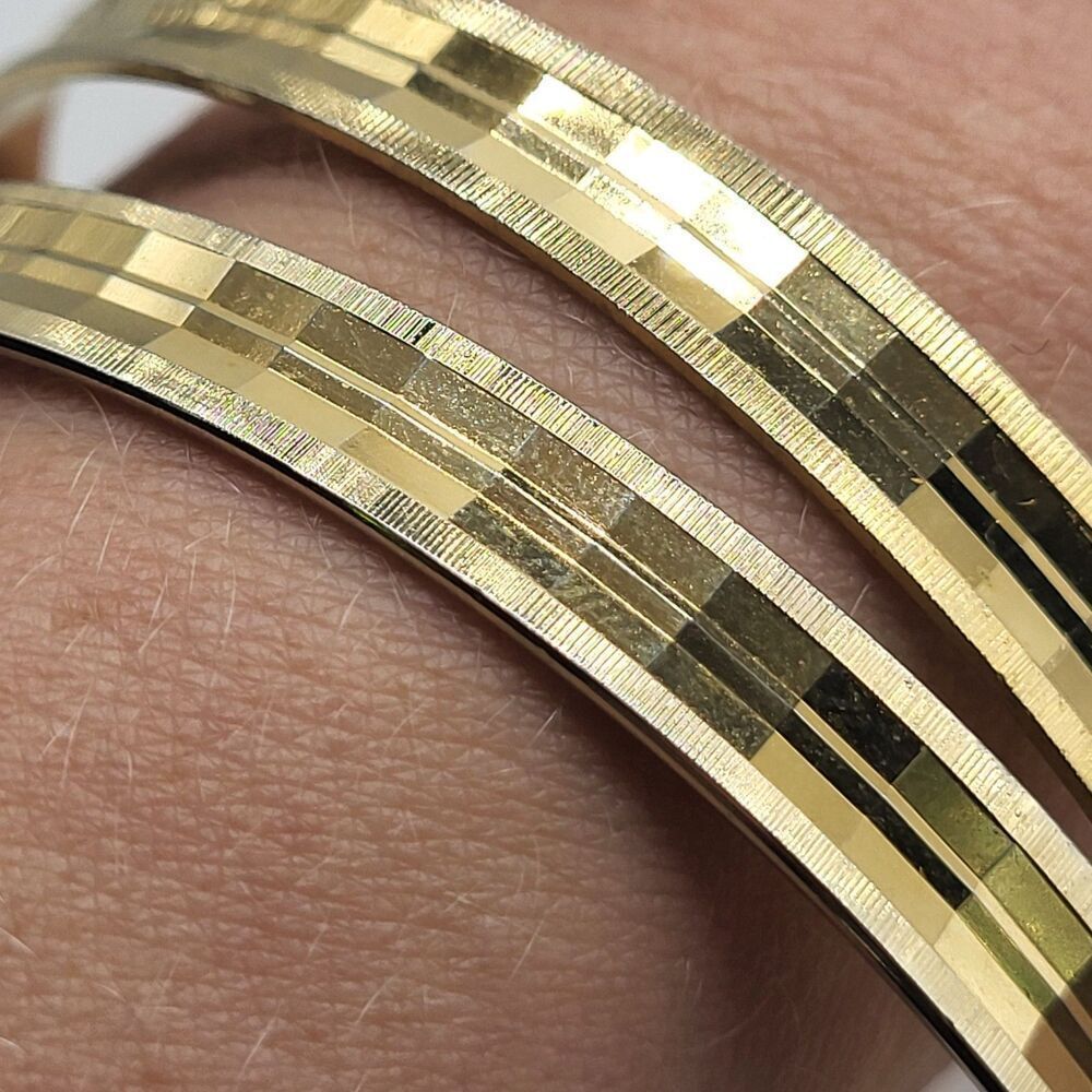 Gorgeous Vintage Mirrored Bangle Bracelets 8in Lot o 2